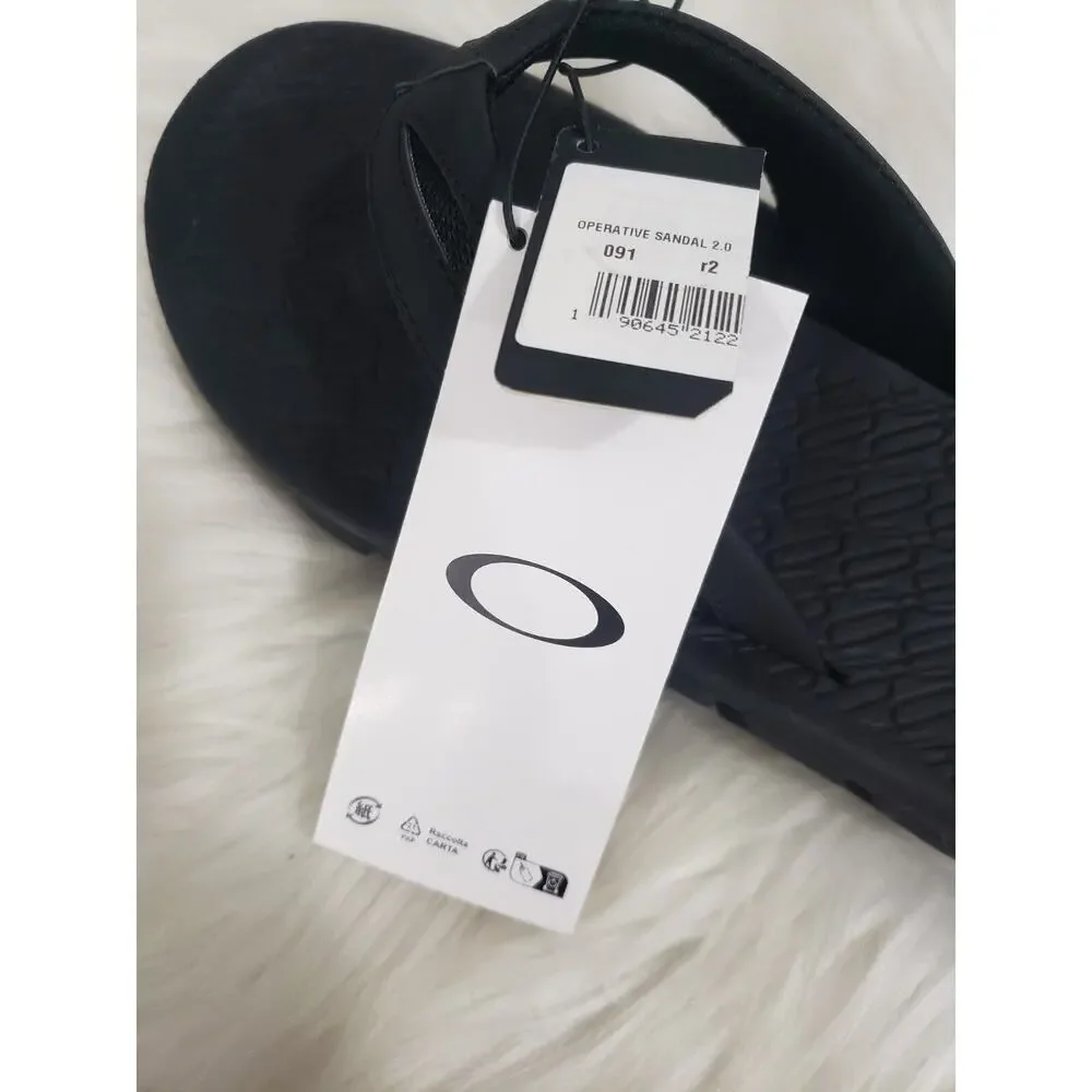 NEW WITH TAGS Oakley‎ Operative Sandals 2.0 Blackout 13477-02E Flip Flop Slides